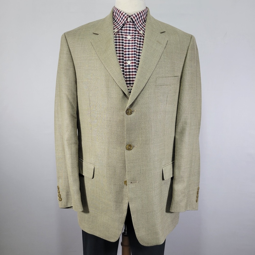 Gianfranco Ruffini Men's Sport Coat Blazer Three Button Beige Worsted SILK 43L‎